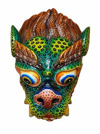 [lion], Handmade Wooden Mask, Wall Hanging, Painted, Poplar Wood, High Quality