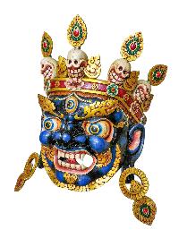 [bhairav], Handmade Wooden Mask, Wall Hanging, Painted, Poplar Wood, High Quality