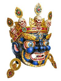 [bhairav], Handmade Wooden Mask, Wall Hanging, Painted, Poplar Wood, High Quality