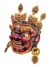 [bhairav], Handmade Wooden Mask, Wall Hanging, Painted, Poplar Wood, High Quality