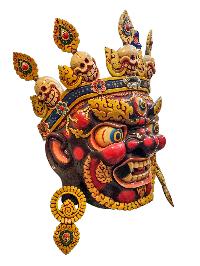 [bhairav], Handmade Wooden Mask, Wall Hanging, Painted, Poplar Wood, High Quality