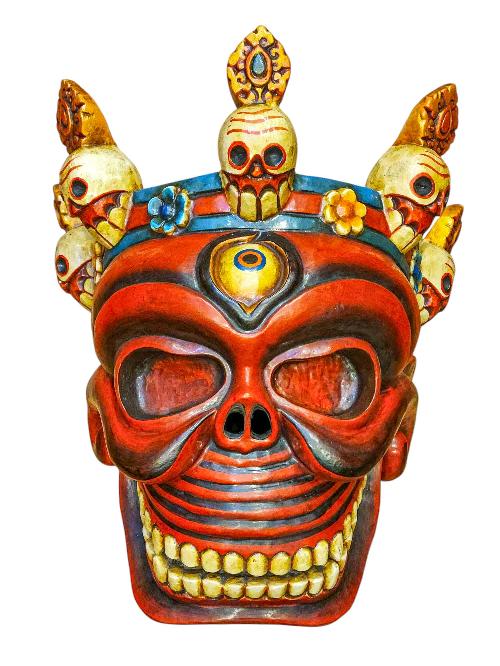 [skull], Handmade Wooden Mask, Wall Hanging, Painted, Poplar Wood, High Quality