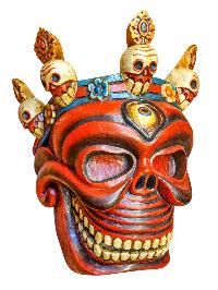 [skull], Handmade Wooden Mask, Wall Hanging, Painted, Poplar Wood, High Quality