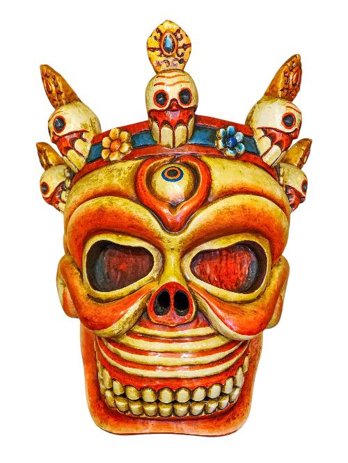 [skull], Handmade Wooden Mask, Wall Hanging, Painted, Poplar Wood, High Quality