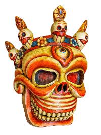 [skull], Handmade Wooden Mask, Wall Hanging, Painted, Poplar Wood, High Quality