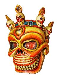 [skull], Handmade Wooden Mask, Wall Hanging, Painted, Poplar Wood, High Quality