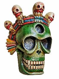 [skull], Handmade Wooden Mask, Wall Hanging, Painted, Poplar Wood, High Quality
