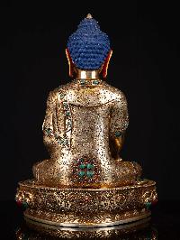 [shakyamuni Buddha], Buddhist Handmade Statue, [full Gold Plated], [face Painted] And Stone Setting, [high Quality]