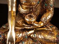 [shakyamuni Buddha], Buddhist Handmade Statue, [full Gold Plated], [face Painted] And Stone Setting, [high Quality]