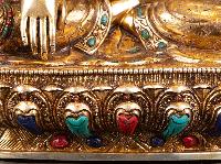 [shakyamuni Buddha], Buddhist Handmade Statue, [full Gold Plated], [face Painted] And Stone Setting, [high Quality]