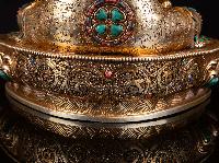 [shakyamuni Buddha], Buddhist Handmade Statue, [full Gold Plated], [face Painted] And Stone Setting, [high Quality]