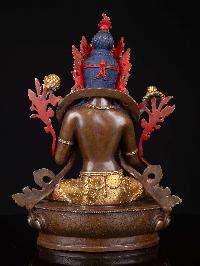 [green Tara], Buddhist Handmade Statue, [partly Gold Plated], [face Painted], High Quality