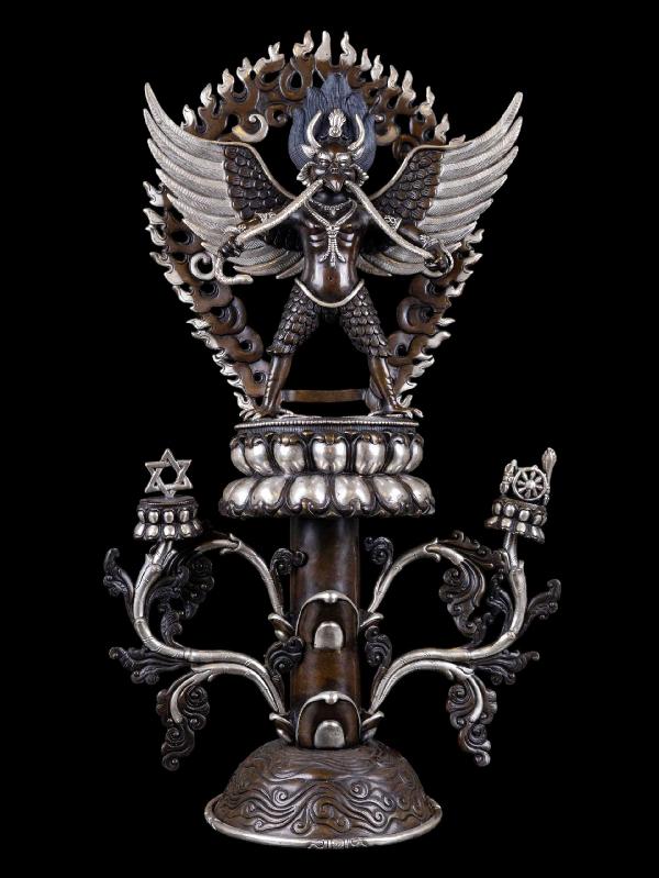 [garuda], Buddhist Handmade Statue, [silver And Chocolate Oxidized], High Quality