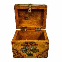 Buddhist Wooden Box, Tibetan Style With Traditional Colors