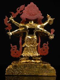 [white Mahakala], Buddhist Handmade Statue, [full Gold Plated], [face Painted] And [high Quality]