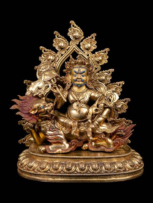 [yellow Jambhala], Buddhist Handmade Statue, [full Gold Plated], [face Painted] And [high Quality]
