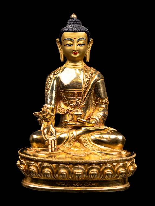 [medicine Buddha], Buddhist Handmade Statue, [full Gold Plated], [face Painted] And [high Quality]