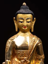 [medicine Buddha], Buddhist Handmade Statue, [full Gold Plated], [face Painted] And [high Quality]