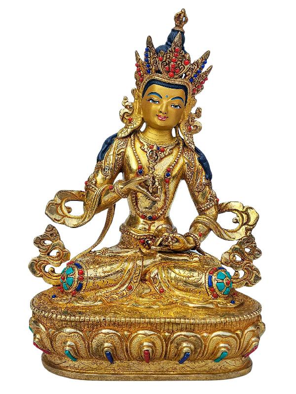 [vajrasattva], Buddhist Handmade Statue, [full Gold Plated], [face Painted], [stone Setting] And [high Quality]
