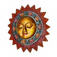 [sun], Handmade Wooden Mask, Wall Hanging, Painted, Poplar Wood, High Quality