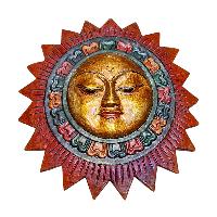 [sun], Handmade Wooden Mask, Wall Hanging, Painted, Poplar Wood, High Quality