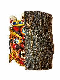 [half Bhairav], Handmade Wooden Mask, Wall Hanging, Painted, Poplar Wood, High Quality