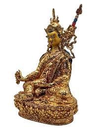 [padmasambhava], Buddhist Handmade Statue, [full Gold Plated], [face Painted], [stone Setting] And [high Quality]