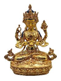 [chenrezig], Buddhist Handmade Statue, [full Gold Plated], [face Painted], [stone Setting] And [high Quality]