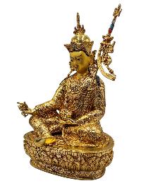 [padmasambhava], Buddhist Handmade Statue, [full Gold Plated], [face Painted], [stone Setting] And [high Quality]
