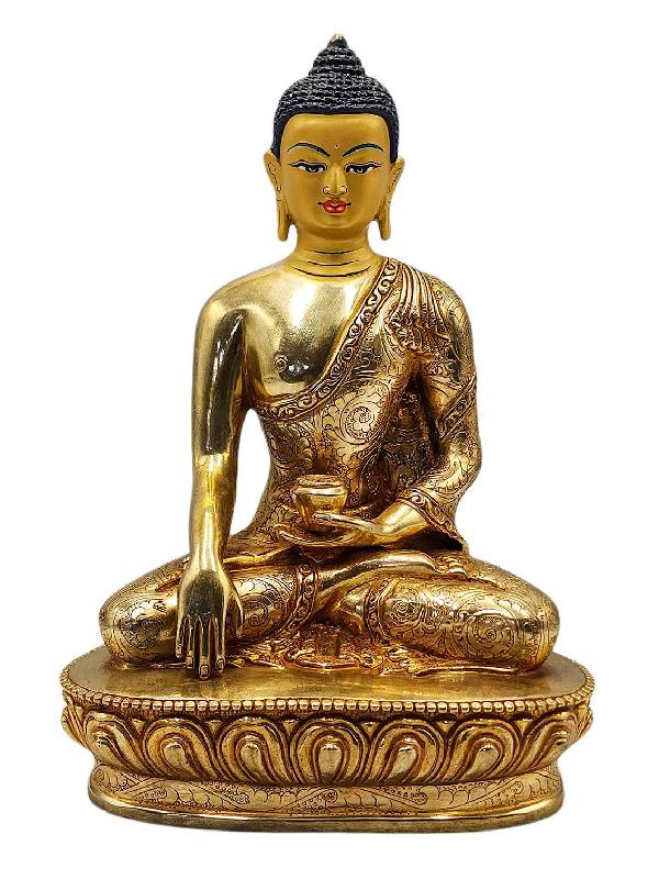 [shakyamuni Buddha], Buddhist Handmade Statue, [full Gold Plated], [face Painted] And [high Quality]