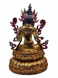 [green Tara], Buddhist Handmade Statue With Double Base, [full Gold Plated], [face Painted] And [high Quality]