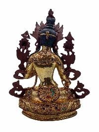 [white Tara], Buddhist Handmade Statue, [full Gold Plated], [face Painted], [stone Setting] And [high Quality]