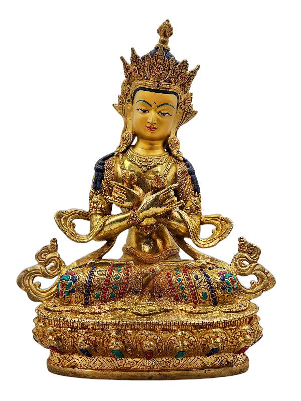 [vajradhara], Buddhist Handmade Statue, [full Gold Plated], [face Painted], [stone Setting] And [high Quality]