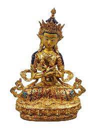 [vajradhara], Buddhist Handmade Statue, [full Gold Plated], [face Painted], [stone Setting] And [high Quality]