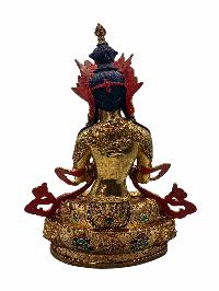 [vajradhara], Buddhist Handmade Statue, [full Gold Plated], [face Painted], [stone Setting] And [high Quality]