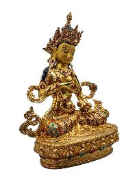 [vajrasattva], Buddhist Handmade Statue, [full Gold Plated], [face Painted], [stone Setting] And [high Quality]