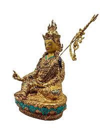 [padmasambhava], Buddhist Handmade Statue, [full Gold Plated], [face Painted], [stone Setting] And [high Quality]