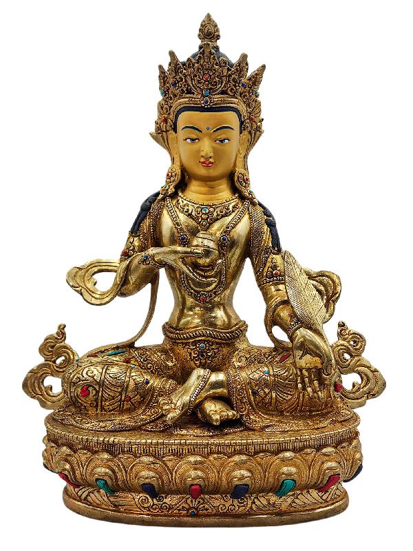 [ksitigarbha], Buddhist Handmade Statue, [full Gold Plated], [face Painted], [stone Setting] And [high Quality]
