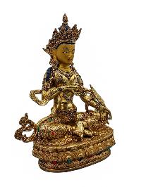 [ksitigarbha], Buddhist Handmade Statue, [full Gold Plated], [face Painted], [stone Setting] And [high Quality]