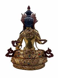 [ksitigarbha], Buddhist Handmade Statue, [full Gold Plated], [face Painted], [stone Setting] And [high Quality]