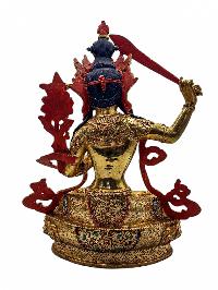 [manjushree], Buddhist Handmade Statue, [full Gold Plated], [face Painted], [stone Setting] And [high Quality]