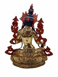 [green Tara], Buddhist Handmade Statue, [full Gold Plated], [face Painted], [stone Setting] And [high Quality]