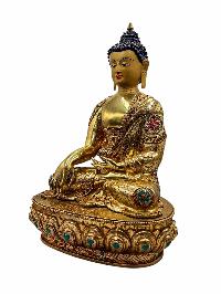 [shakyamuni Buddha], Buddhist Handmade Statue, [full Gold Plated], [face Painted], [stone Setting] And [high Quality]