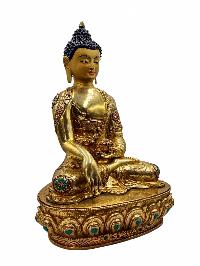 [shakyamuni Buddha], Buddhist Handmade Statue, [full Gold Plated], [face Painted], [stone Setting] And [high Quality]