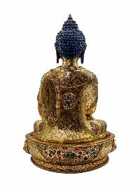 [shakyamuni Buddha], Buddhist Handmade Statue, [full Gold Plated], [face Painted], [stone Setting] And [high Quality]