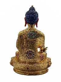 [medicine Buddha], Buddhist Handmade Statue, [full Gold Plated], [face Painted], [stone Setting] And [high Quality]