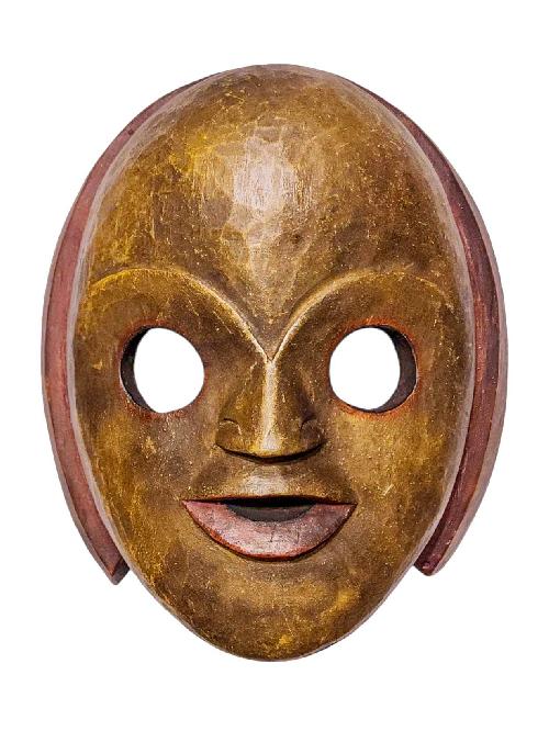[wooden Mask], Handmade Wooden Mask, Wall Hanging, Painted, Poplar Wood, High Quality