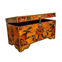 Buddhist Wooden Box With Kalasa,  Tibetan Style With Traditional Colors
