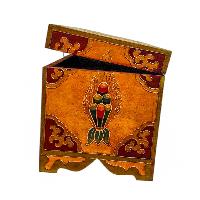 Buddhist Wooden Box With Kalasa,  Tibetan Style With Traditional Colors