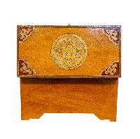 Buddhist Wooden Box With Kalasa,  Tibetan Style With Traditional Colors
